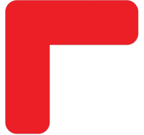 Adhésif marquage au sol angle 90° arrondi LeanStripe - Rouge - Ergomat