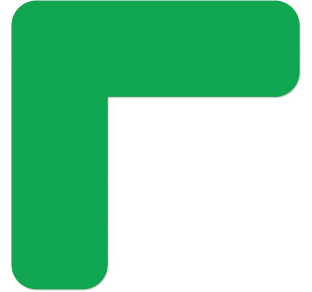 Adhésif marquage au sol angle 90° arrondi LeanStripe - Vert - Ergomat