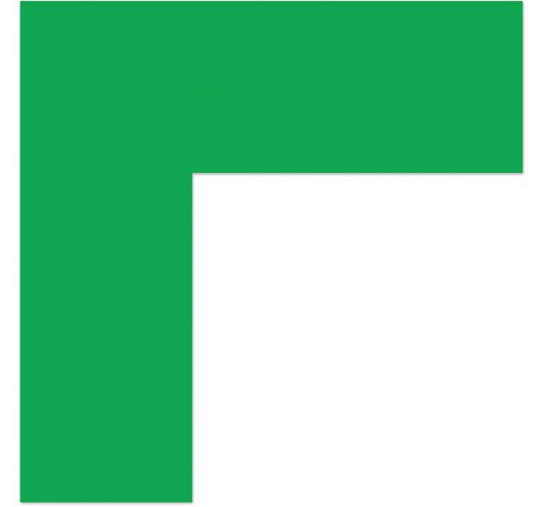 Adhésif marquage au sol angle 90° carré LeanStripe - Vert - Ergomat