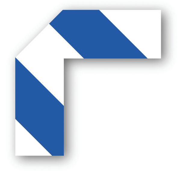 Adhésif marquage au sol demi-angle LeanStripe - Bleu/Blanc - Ergomat