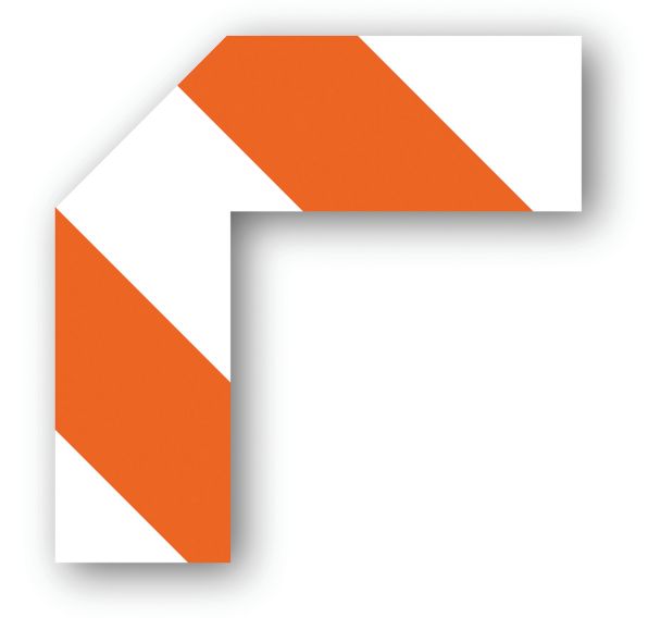 Adhésif marquage au sol demi-angle LeanStripe - Orange/Blanc - Ergomat