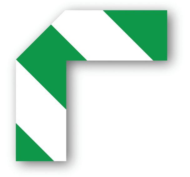 Adhésif marquage au sol demi-angle LeanStripe - Vert/Blanc - Ergomat