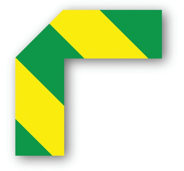 Adhésif marquage au sol demi-angle LeanStripe - Vert/Jaune - Ergomat