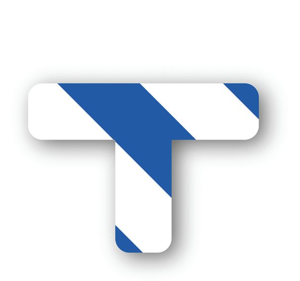 Adhésif marquage au sol en T arrondi LeanStripe - Bleu/Blanc - Ergomat