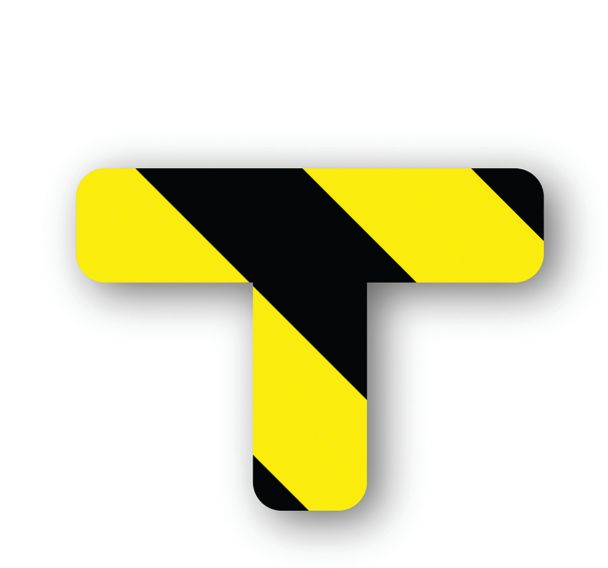 Adhésif marquage au sol en T arrondi LeanStripe - Noir/Jaune - Ergomat