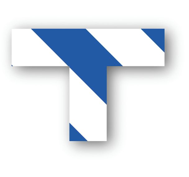 Adhésif marquage au sol en T carré LeanStripe - Bleu/Blanc - Ergomat