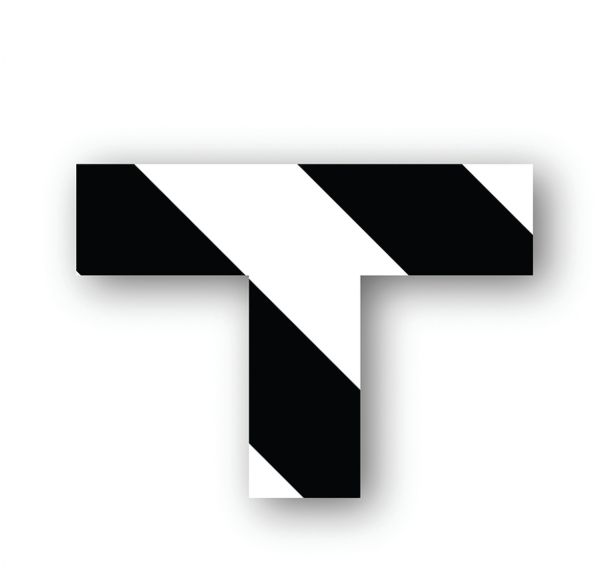 Adhésif marquage au sol en T carré LeanStripe - Noir/Blanc - Ergomat