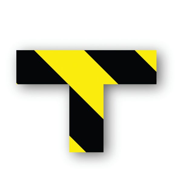 Adhésif marquage au sol en T carré LeanStripe - Noir/Jaune - Ergomat