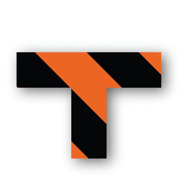 Adhésif marquage au sol en T carré LeanStripe - Noir/Orange - Ergomat