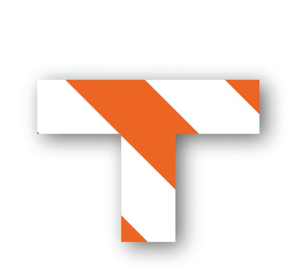 Adhésif marquage au sol en T carré LeanStripe - Orange/Blanc - Ergomat