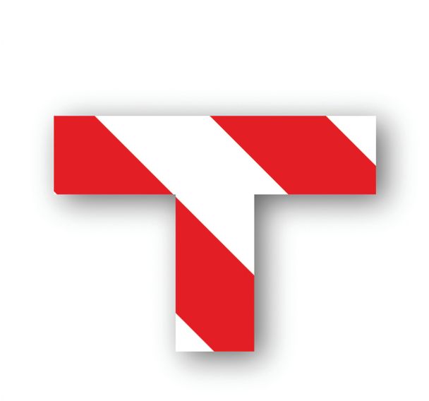 Adhésif marquage au sol en T carré LeanStripe - Rouge/Blanc - Ergomat