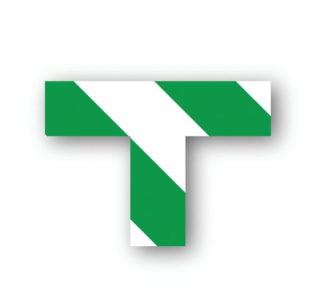 Adhésif marquage au sol en T carré LeanStripe - Vert/Blanc - Ergomat