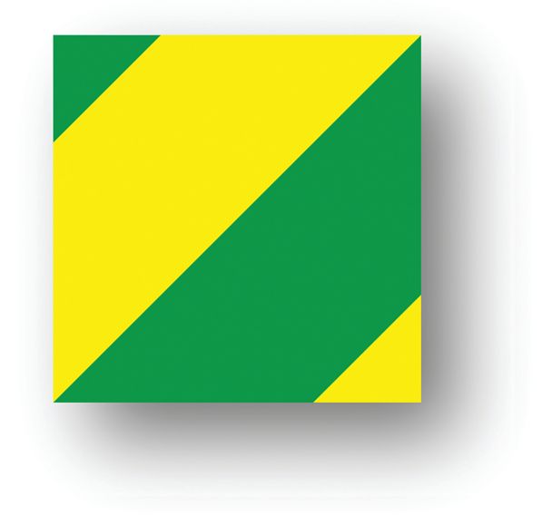 Adhésif marquage au sol tiret carré LeanStripe - Vert/Jaune - Ergomat