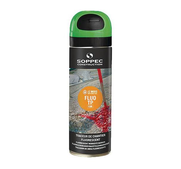 Aérosol traceur de chantier fluorescent - Fluo TP®  - 500 mL - Soppec