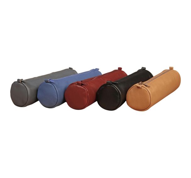 Age Bag trousse cuir ronde 21xØ6cm assortiment