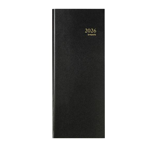 Agenda Saturnus noir 1 jour/2 pages - Grand format - Année 2026