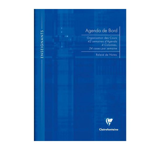 Agenda de bord 4 colonnes (24 cases/semaine) rembordé rigide 21x29,7cm 144p