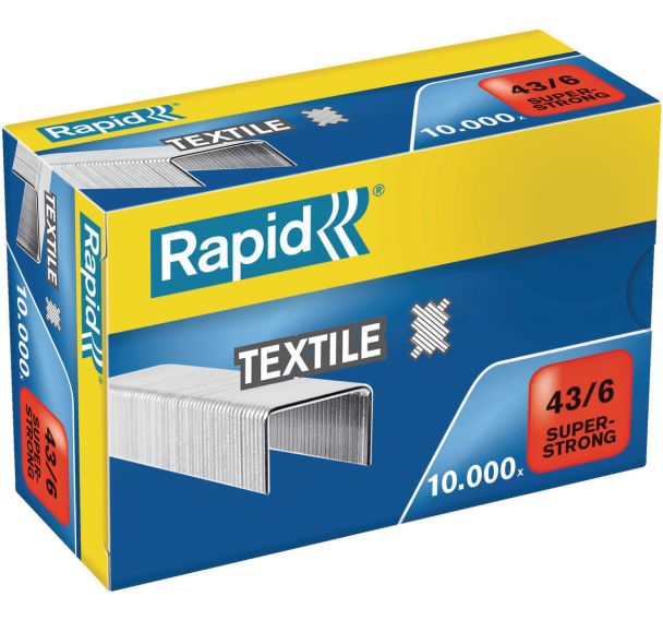 Agrafes Rapid SuperStrong 43/6 Textile. Boîte de 1000