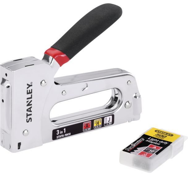 Agrafeuse 3 en 1 corps acier pour agrafes type A, H, et clous type J