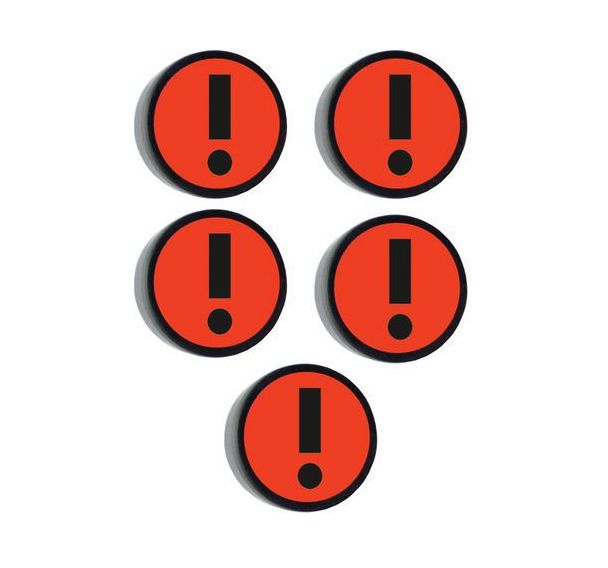Aimant rond avec symbole ''Point d'exclamation''
