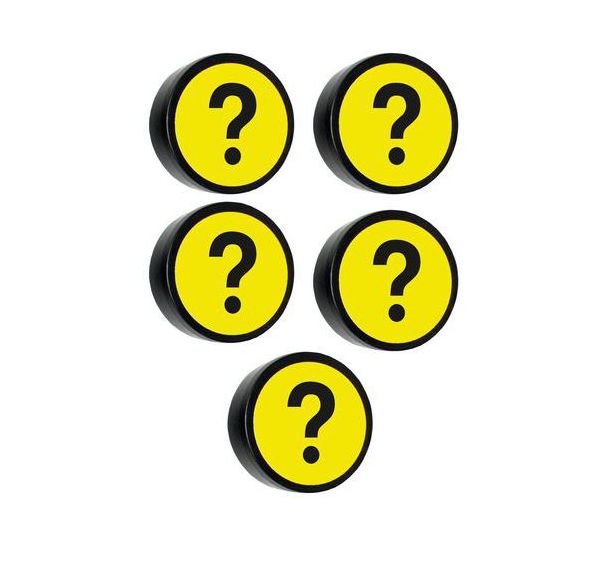 Aimant rond avec symbole ''point d'interrogation''