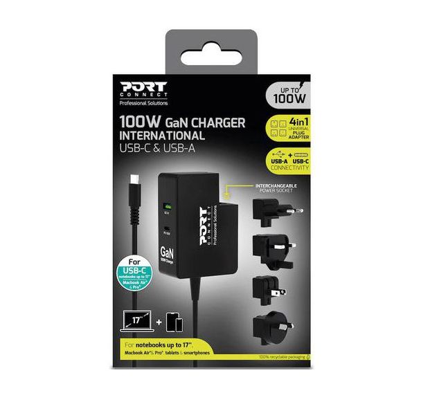 Alimentation notebooks 100W GaN Universel plug de voyage
