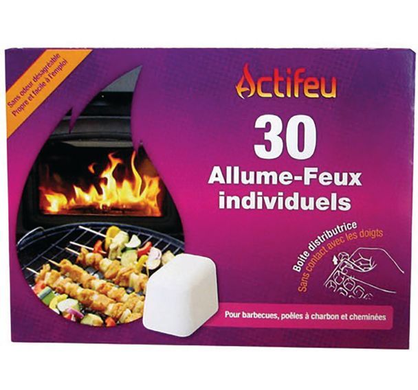 Allume feu sans odeur 30 cubes Actifeu