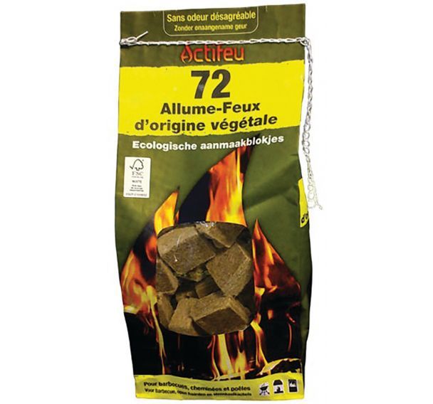 Allume feux ecologiques individuels bois compresse 72