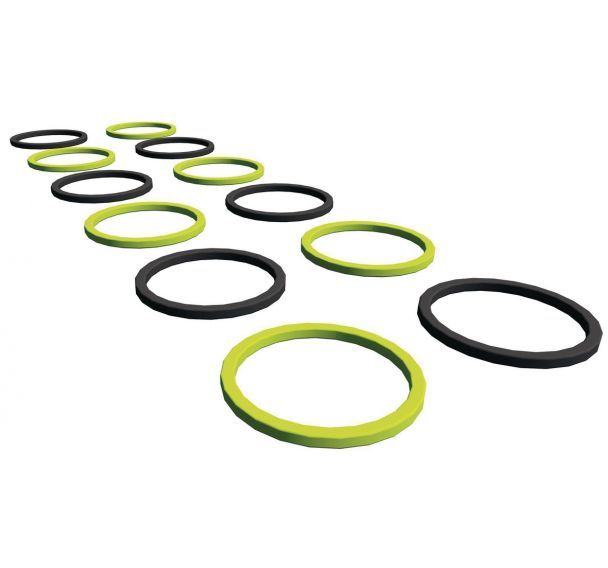 Anneaux de motricité fixés au sol vert et noir - Freetness