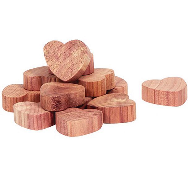 Antimite coeurs en cèdre lot de 15
