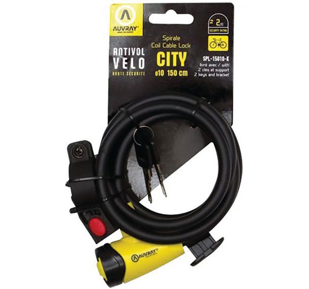 Antivol Auvray spirale city 12 en 1.80m avec support noir