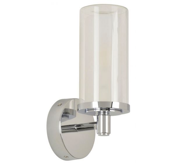 Applique 1 lumière ronde en métal. Abat-jour en verre opale Corep