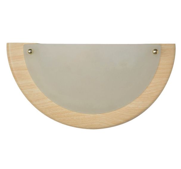 Applique demi-lune en verre dépoli. Base en métal effet Ezio naturel