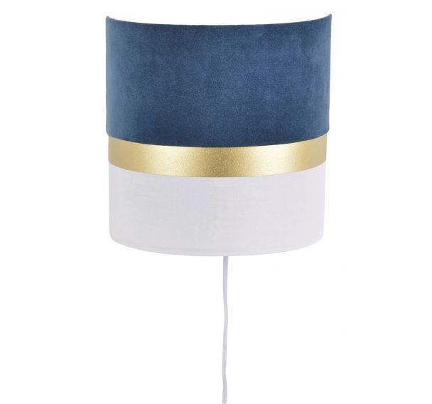Applique demi cylindre en coton et velours avec bandeau marine