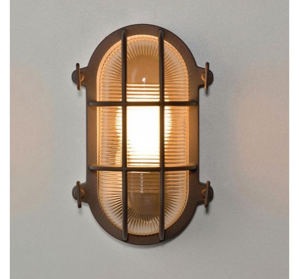 Applique ovale en aluminium diffuseur en verre transparent rouille
