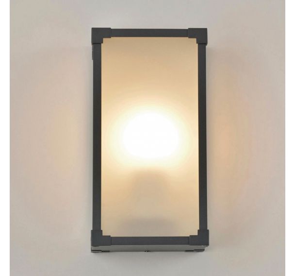 Applique rectangulaire en aluminium diffuseur en verre opale anthracite