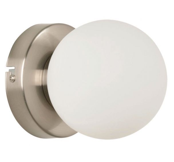Applique ronde en métal peint. Abat-jour globe en verre dépoli Corep