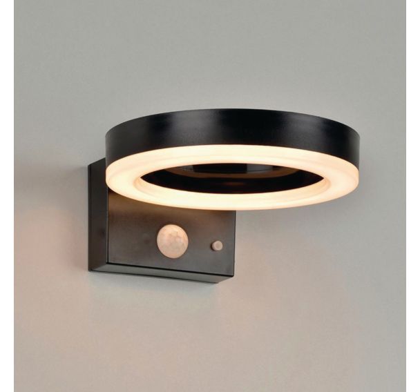 Applique solaire ronde Halo noir