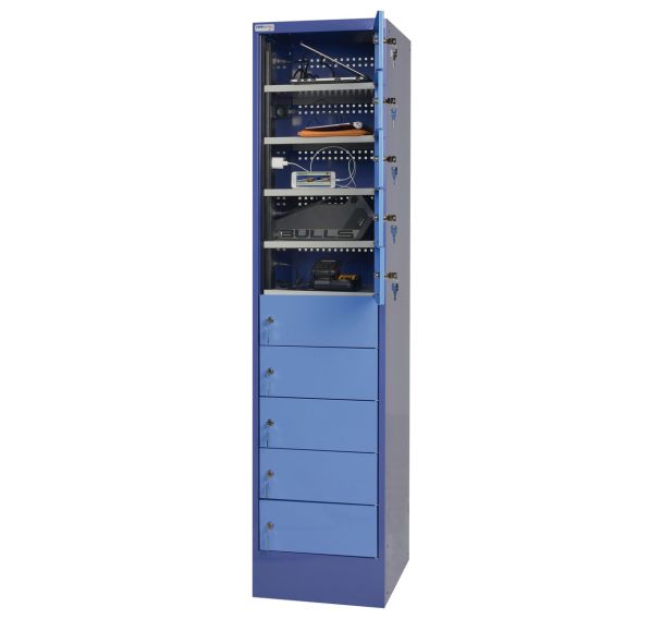 Armoire 10 casiers électriques largeur 415 mm - Bleu foncé/bleu clair