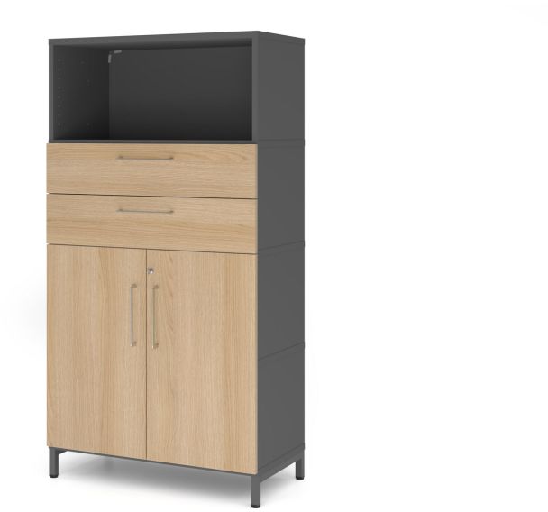 Armoire 4 étagères et socle acier - Ouverture partielle - Hammerbacher
