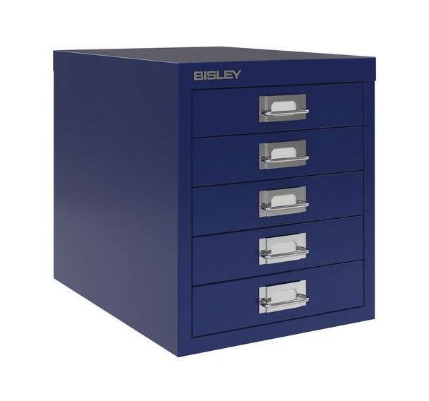 Armoire 5 tiroirs bleu texturé