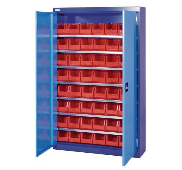 Armoire 60 bacs 2 ptes batt 1000x300x1950 mm Bleu pigeon/Bleu clair