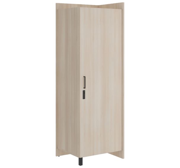 Armoire EDY angle droite 1P poignée+moraillon 1/2 penderie 1/2lingère