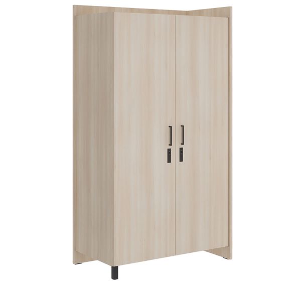 Armoire EDY angle droite 2P poignée+moraillon 1P penderie 1P lingère