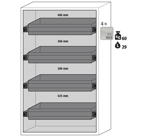Armoire S-CLASSIC90 Maintien de porte - 1968x1196mm - Asecos