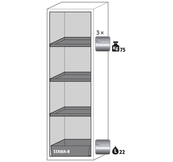 Armoire S-CLASSIC90 Maintien de porte - Bac rétention - 596mm - Asecos
