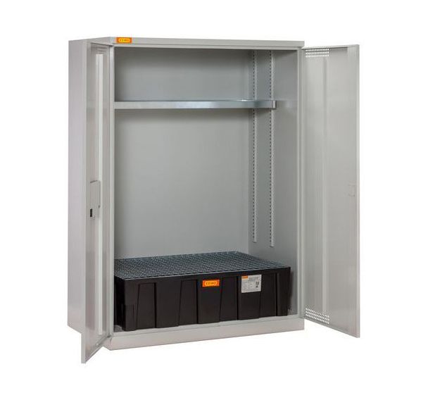 Armoire à fût 14/20 avec bac PE et caillebotis acier - Cemo