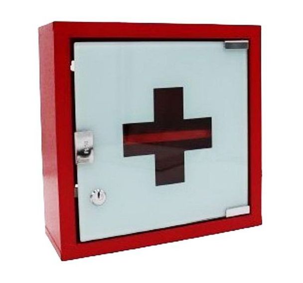 Armoire à pharmacie en métal rouge laqué - 1 étagère