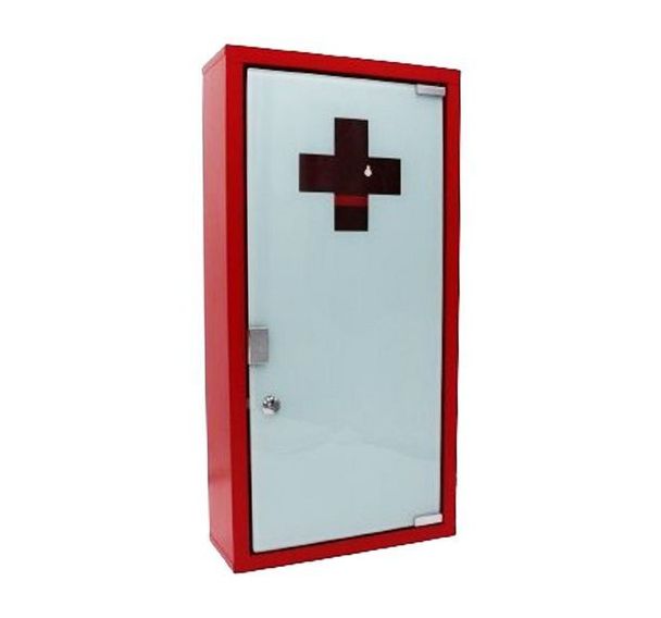 Armoire à pharmacie en métal rouge laqué - 3 étagères - Farmor