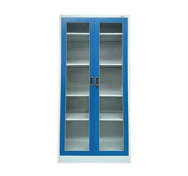 Armoire à porte transparente 4 tablettes - 200 kg - Manutan Expert